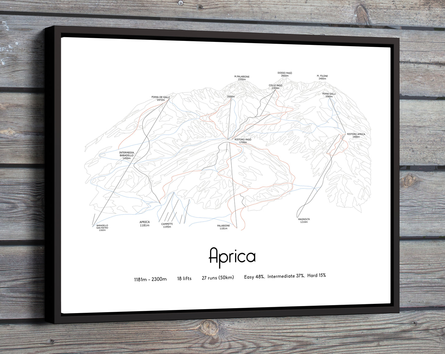 aprica mountain artwork wooden wall