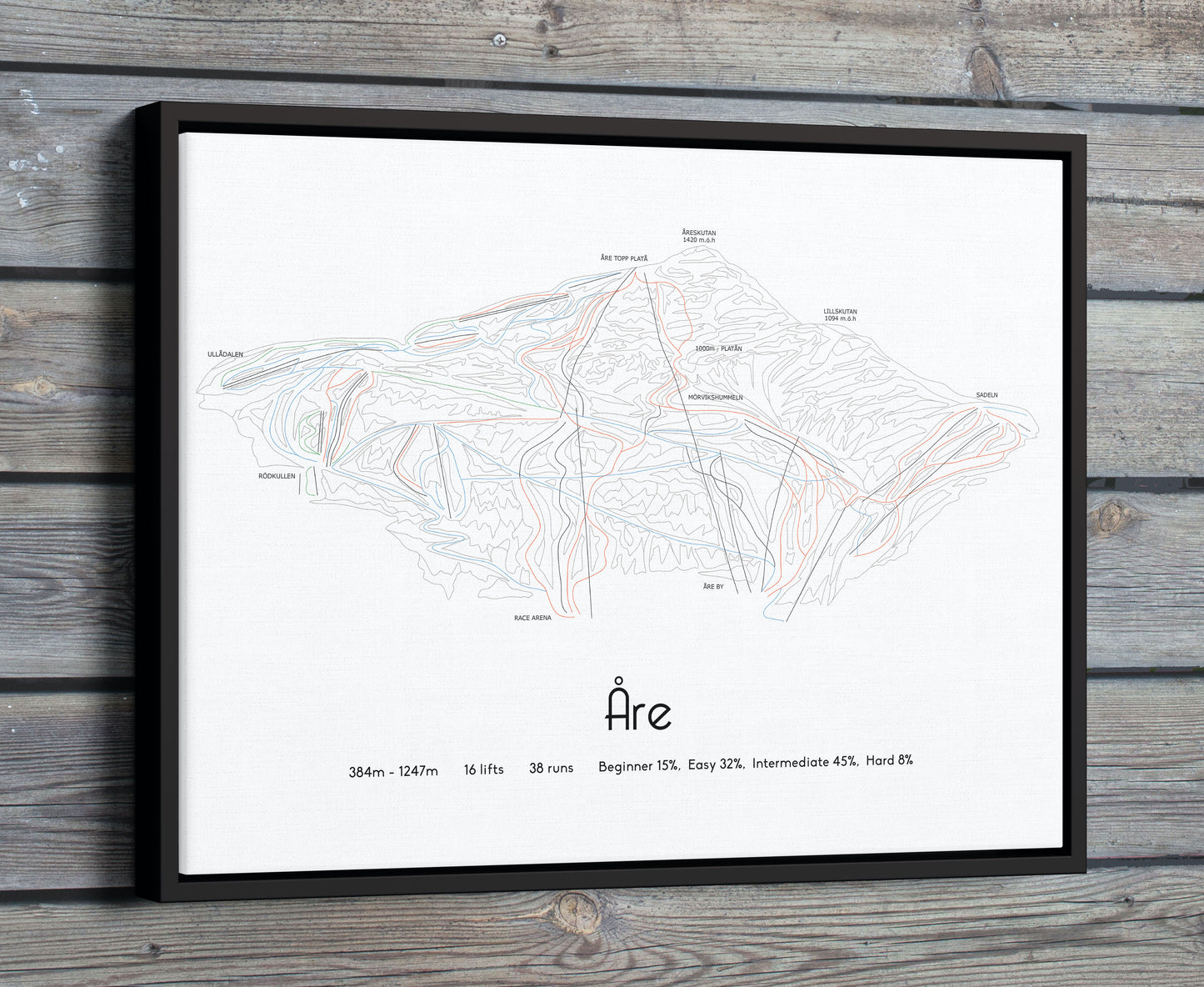 åre are sweden mountain artwork wooden wall