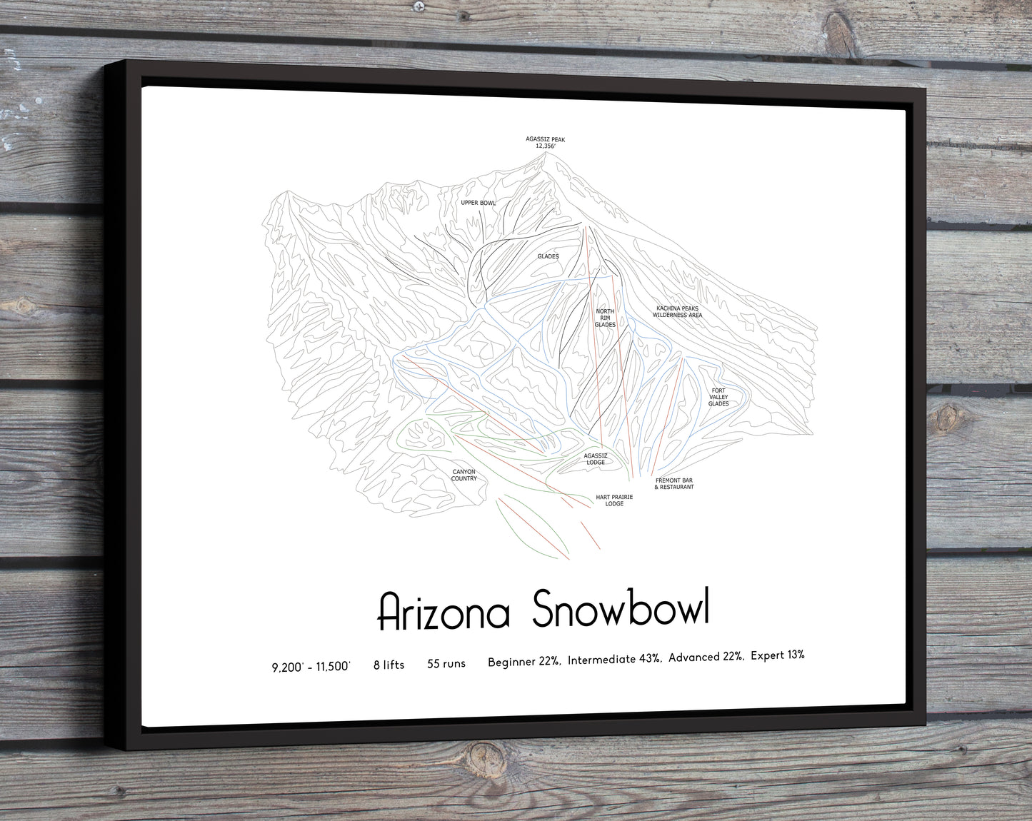 arizona snowbowl mountain artwork wooden wall