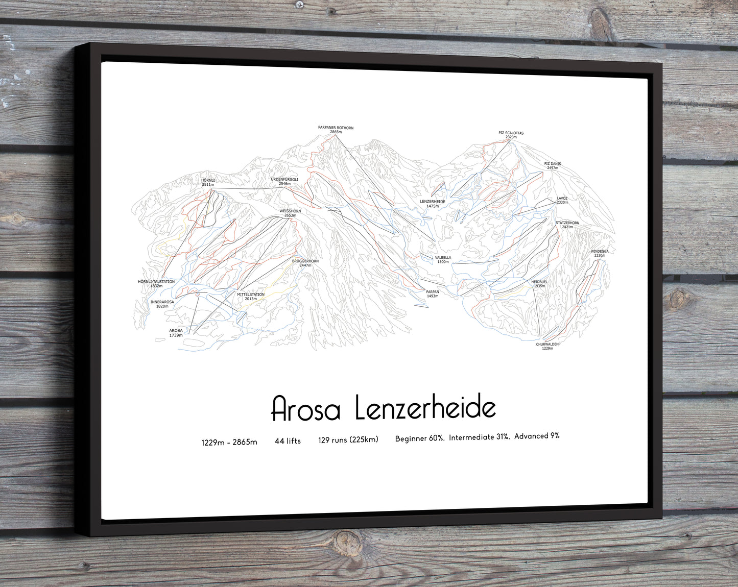 arosa lenzerheide mountain artwork wooden wall