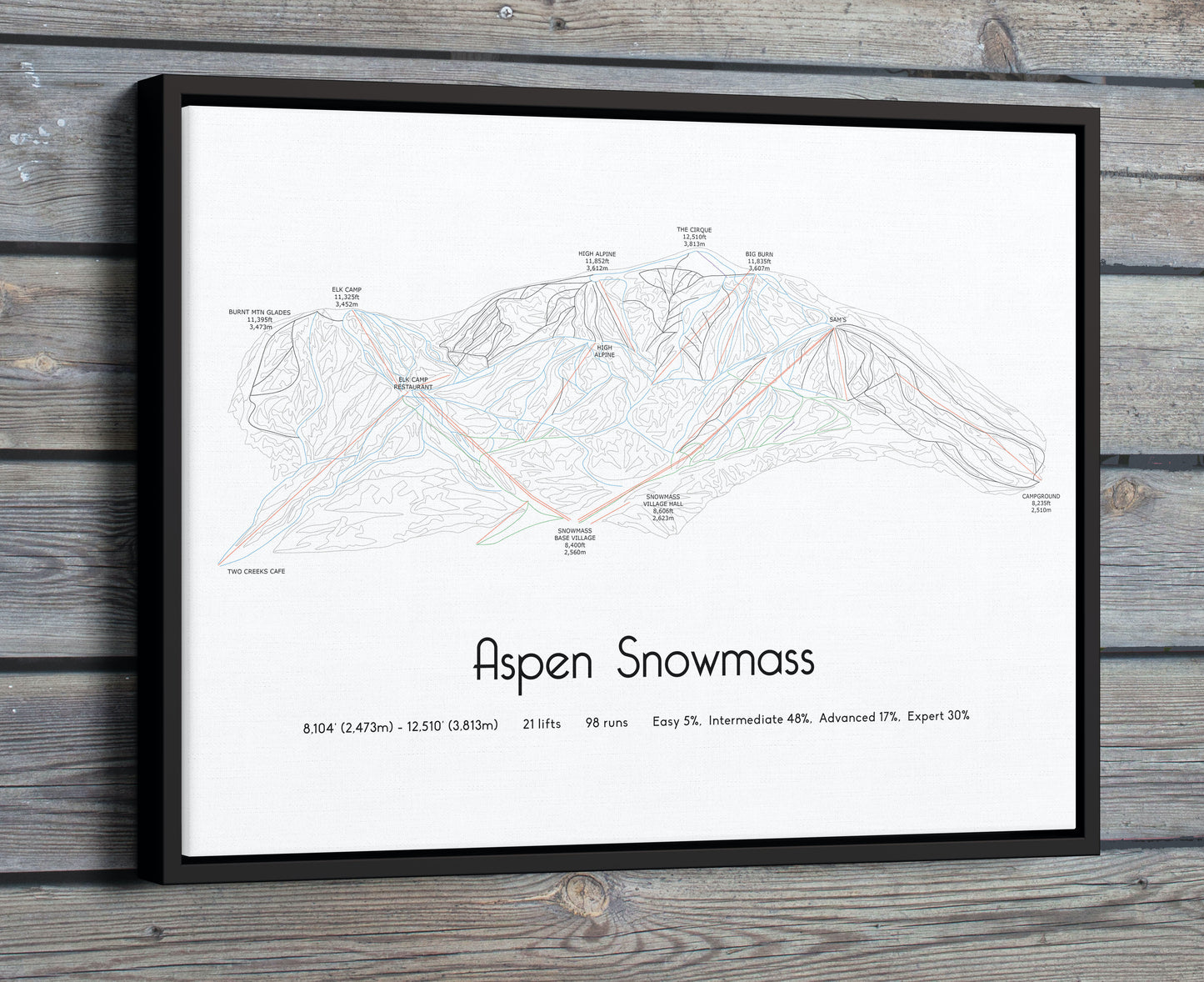 aspen snowmass mountain artwork wooden wall