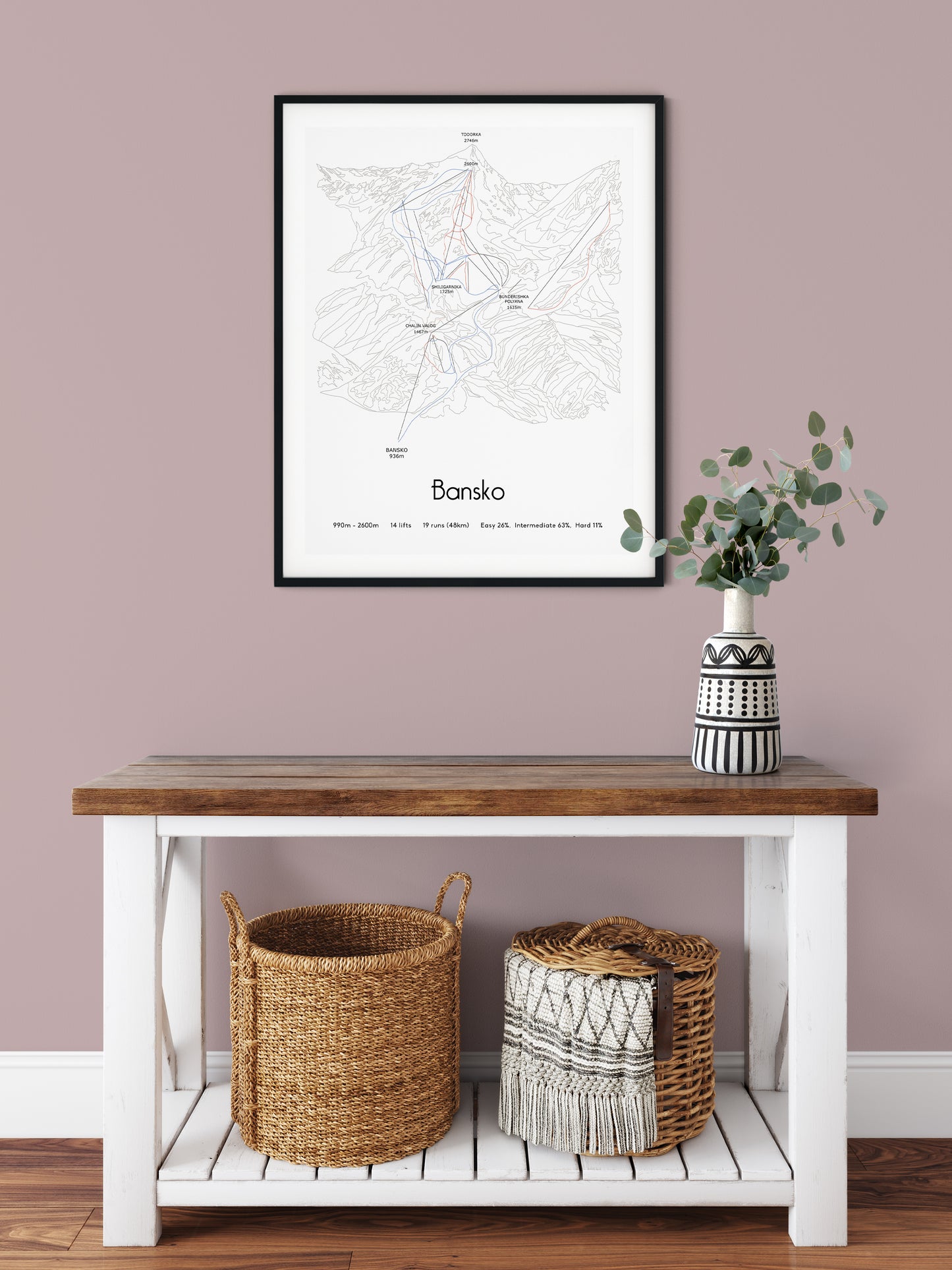 bansko mountain artwork pink