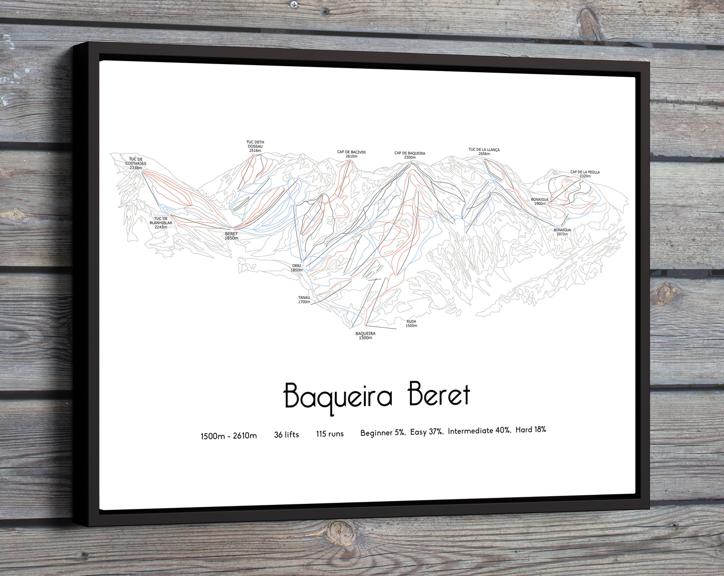 baqueira beret mountain artwork wooden wall