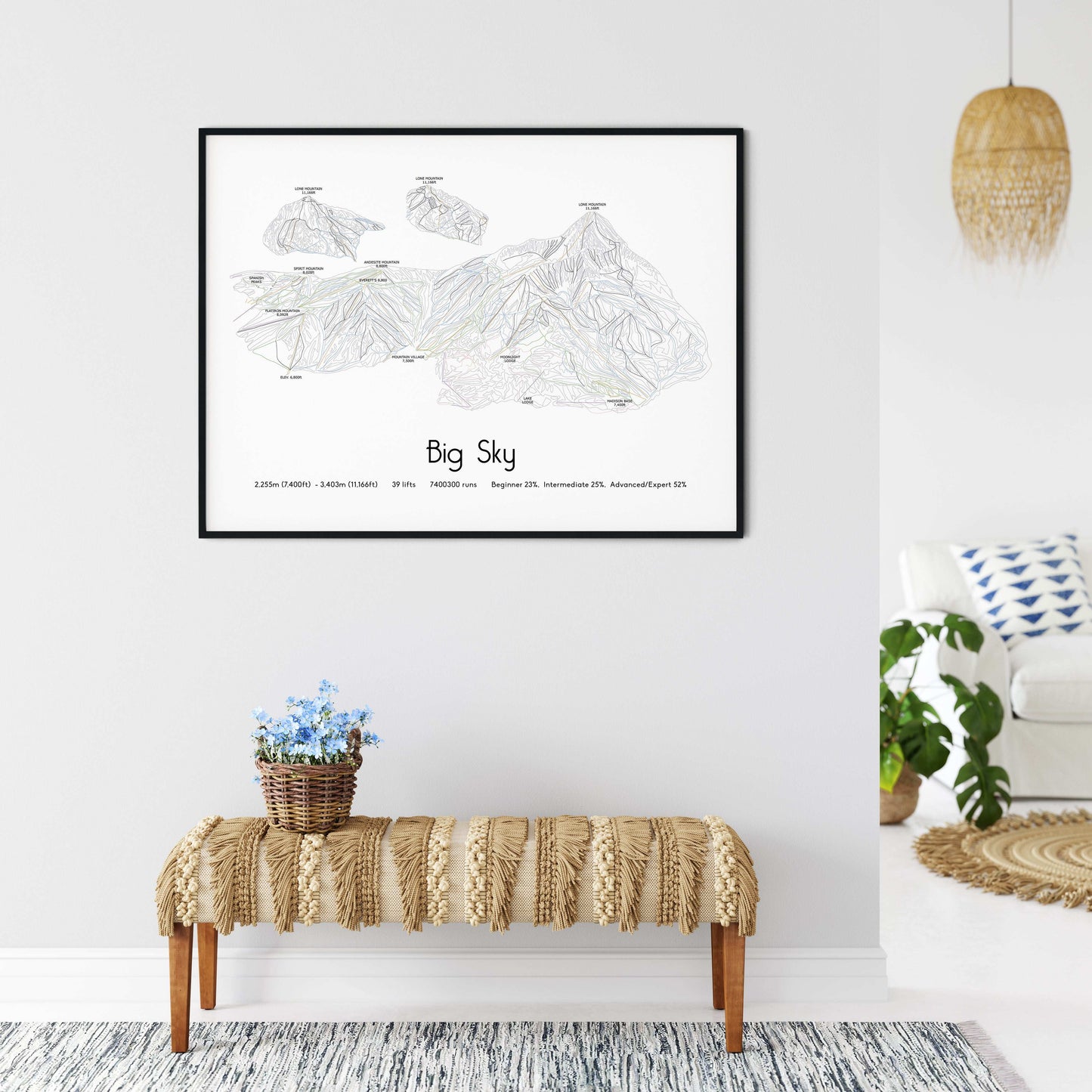 big sky montana mountain artwork bench
