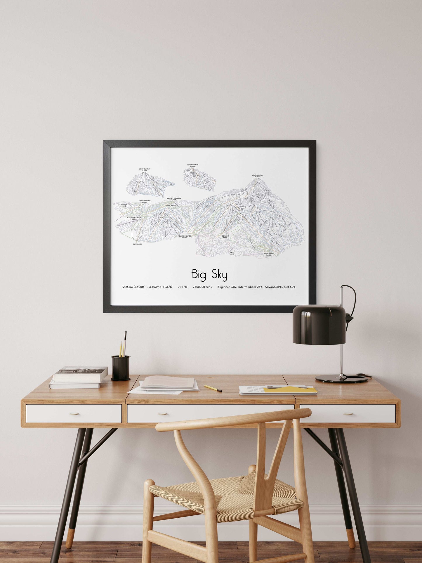 big sky montana mountain artwork desk