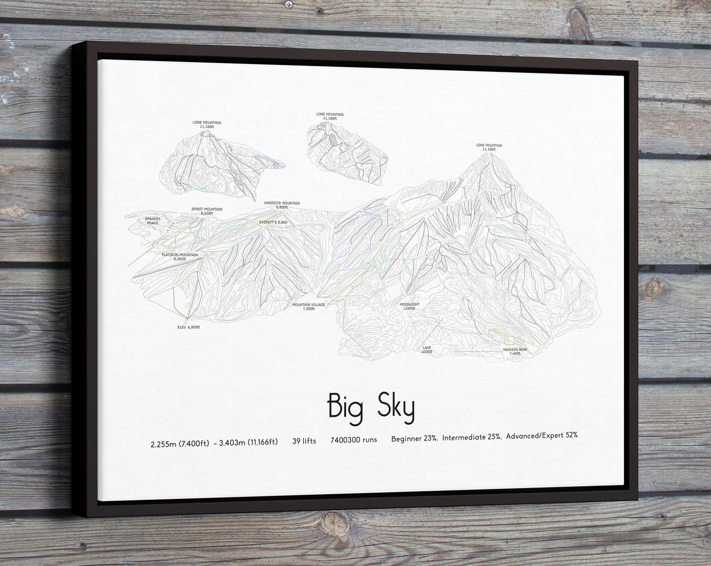 big sky montana mountain artwork wooden wall
