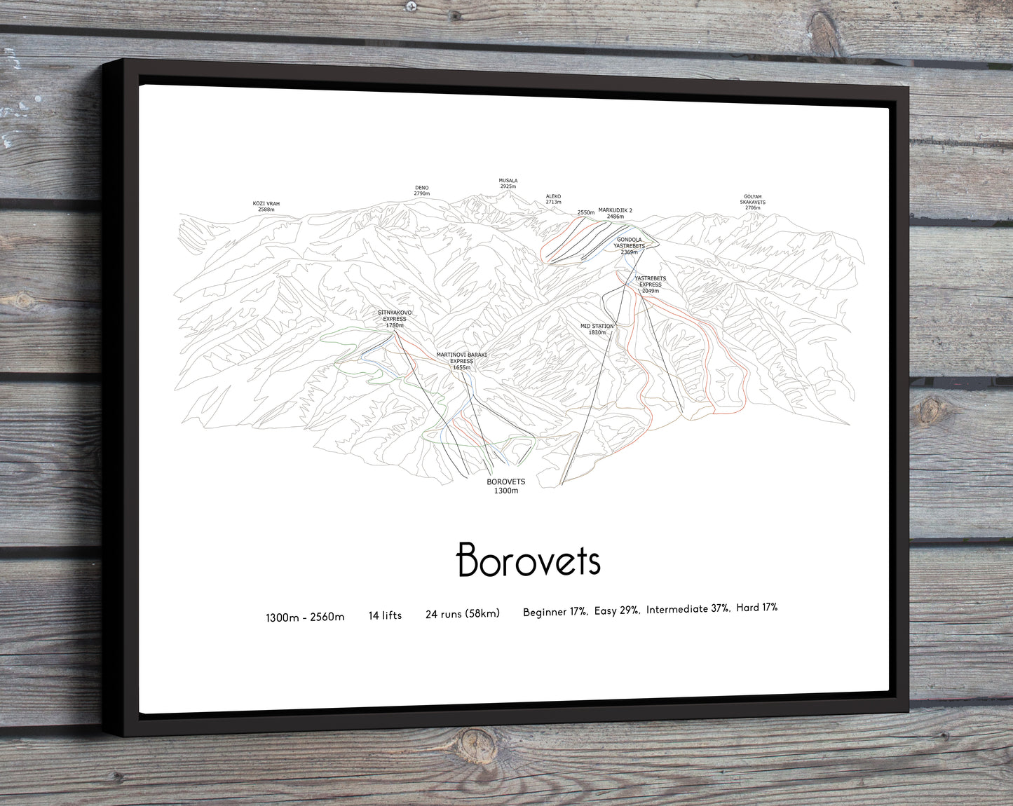 borovets mountain artwork wooden wall