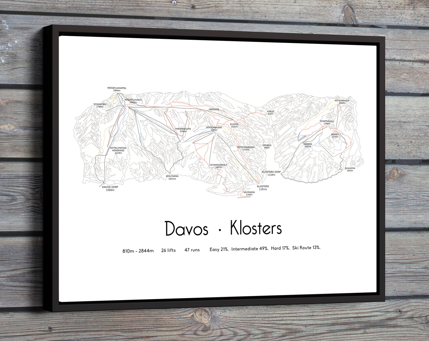 davos klosters mountain artwork wooden wall