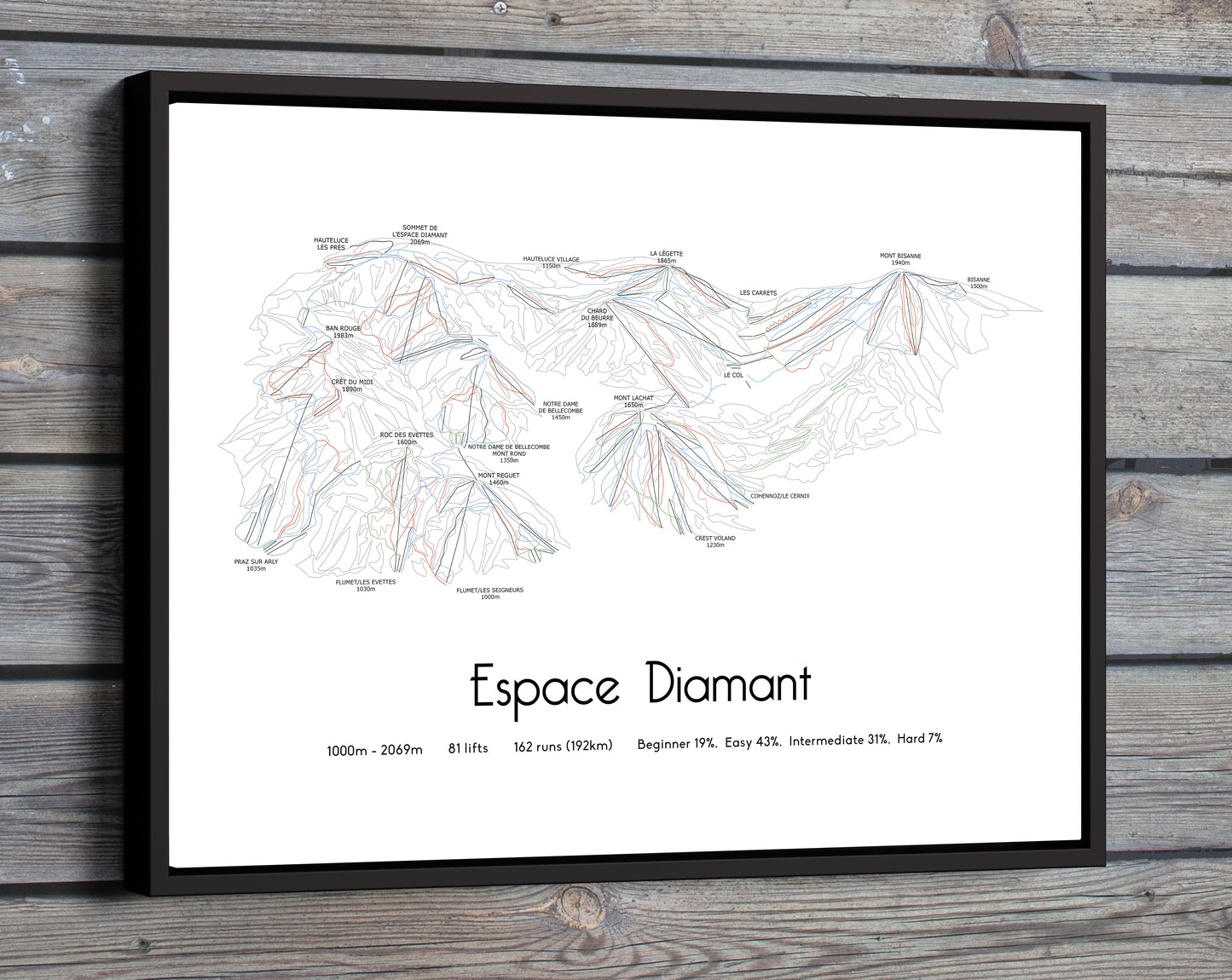 espace diamant mountain artwork wooden wall