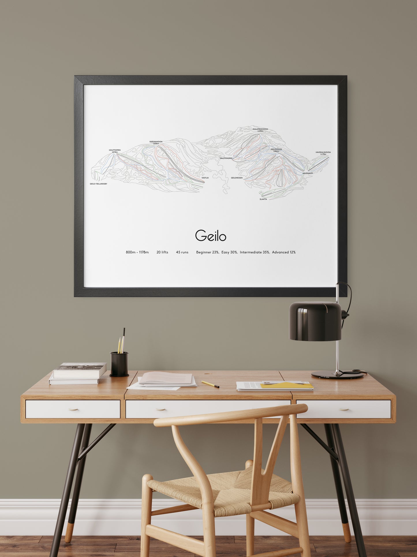 geilo norway mountain artwork desk