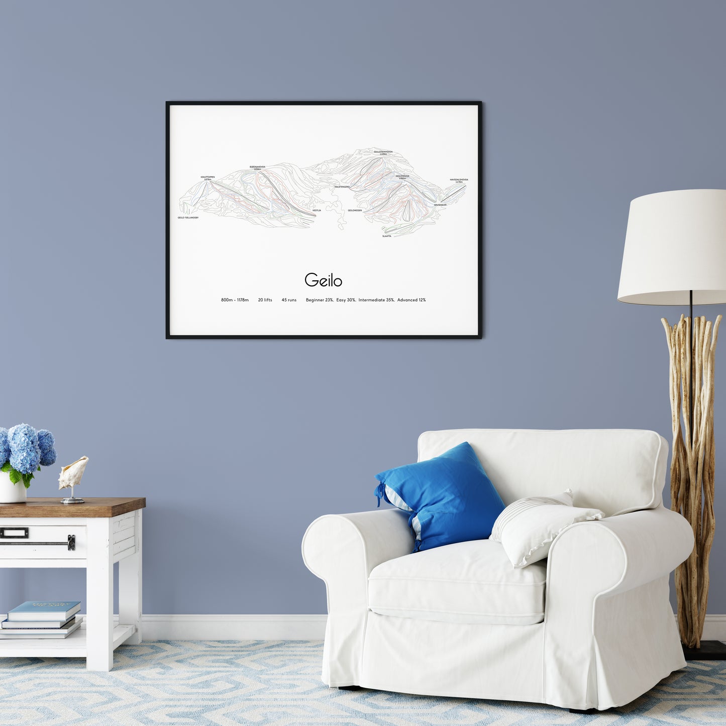 geilo norway mountain artwork chair