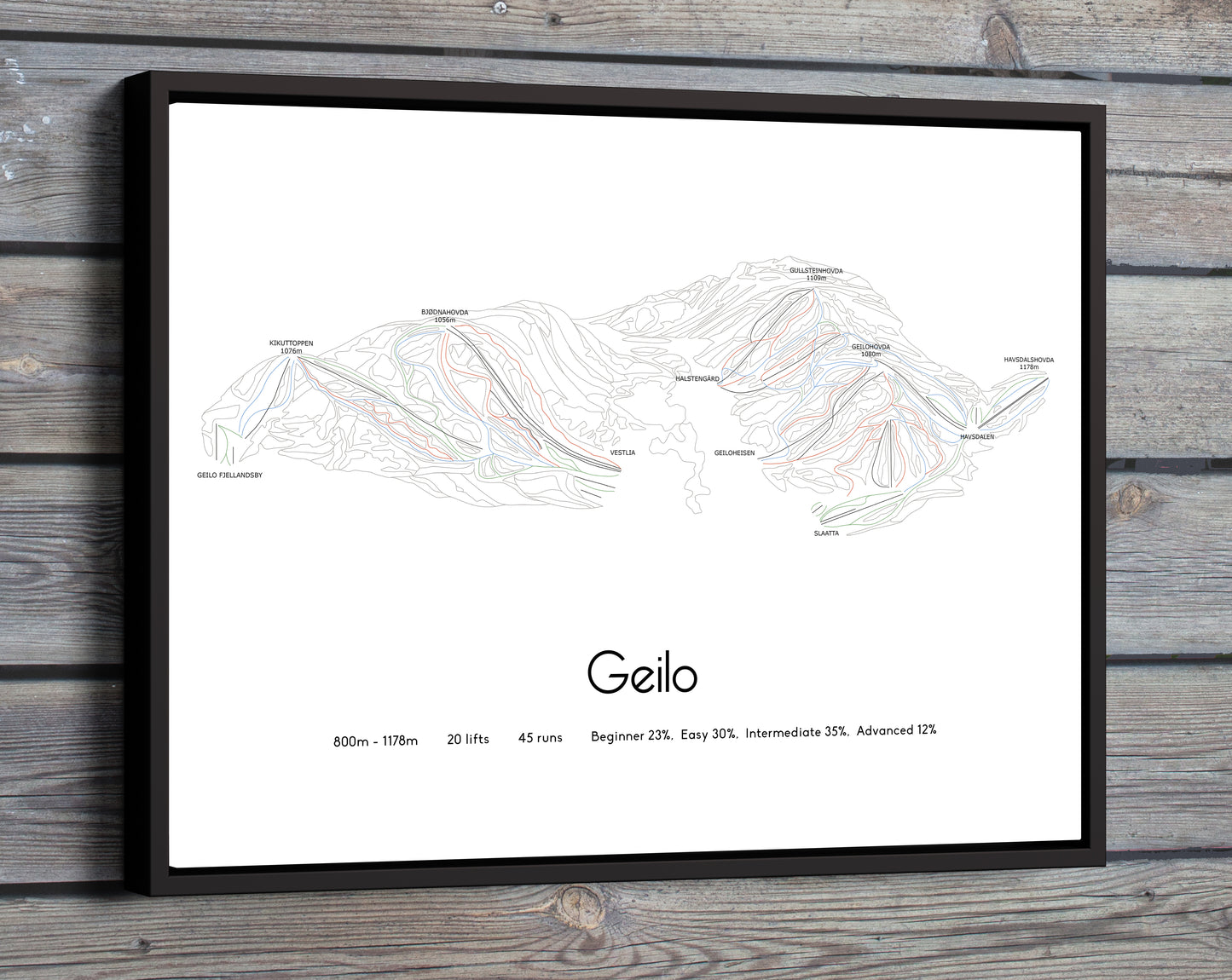 geilo norway mountain artwork wooden wall