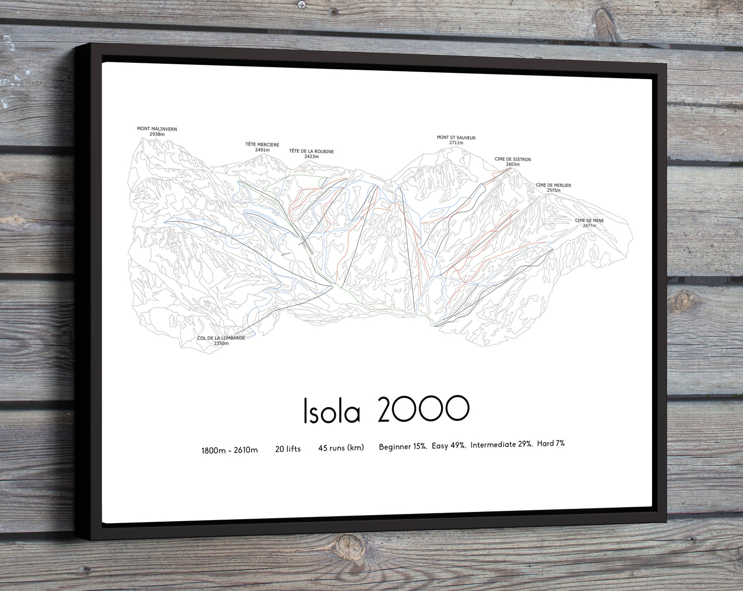 isola 2000 mountain artwork wood