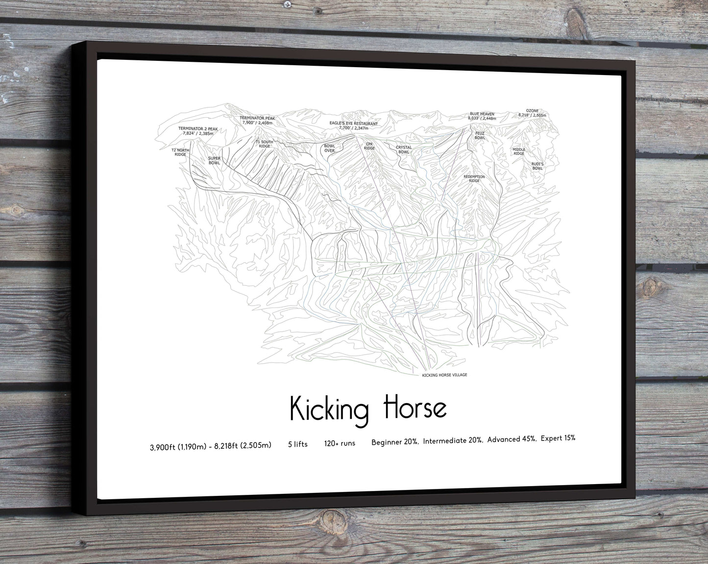 kicking horse mountain artwork wooden