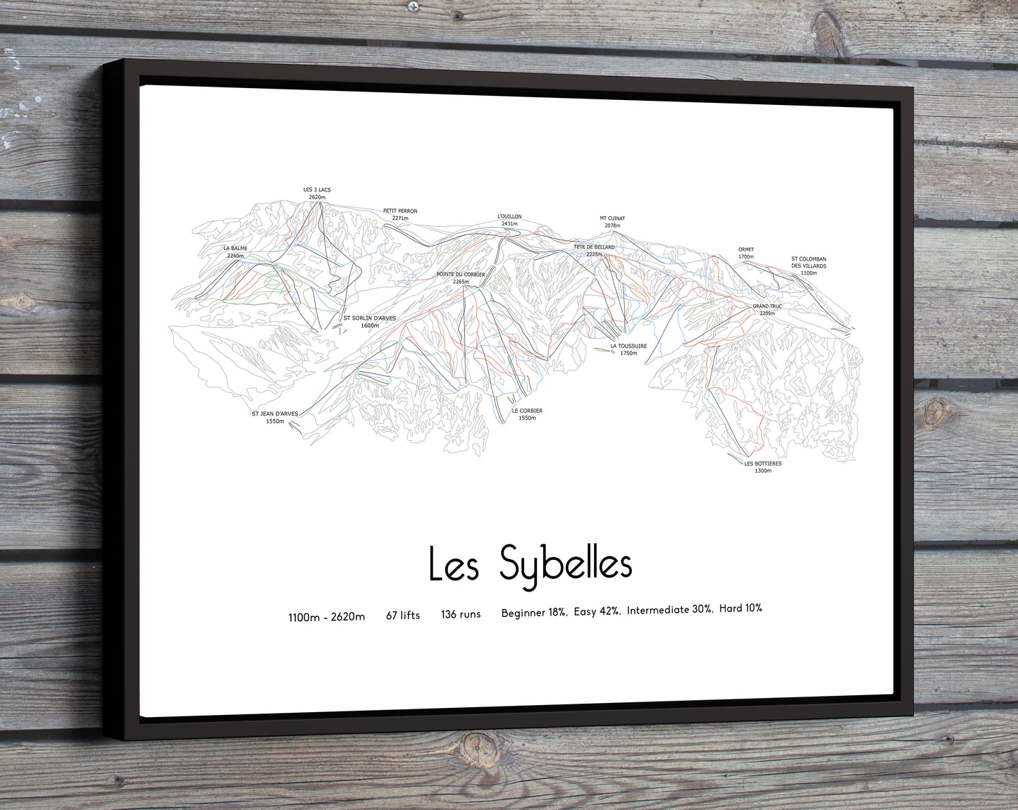 les sybelles mountain artwork wood