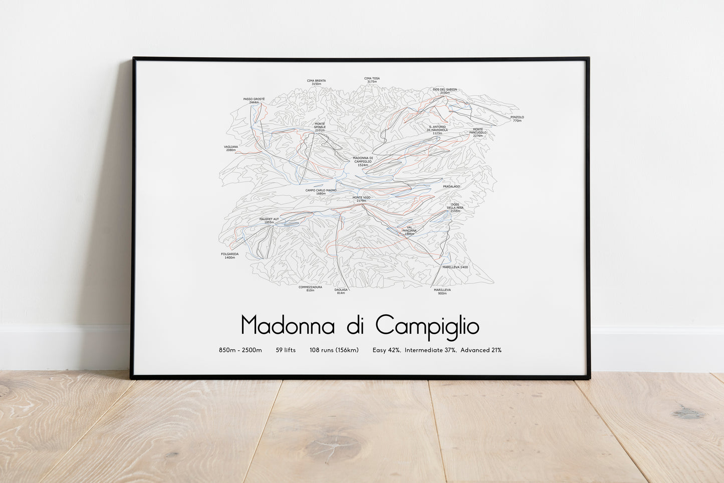madonna di campiglio mountain artwork black