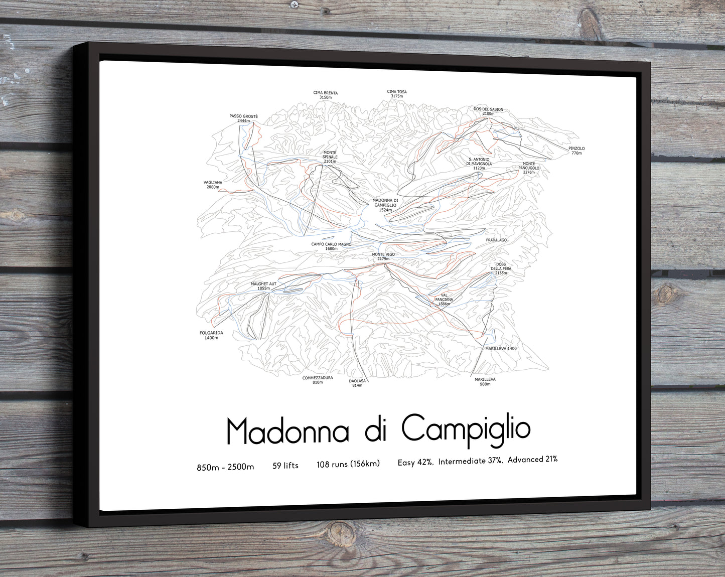 madonna di campiglio mountain artwork wood