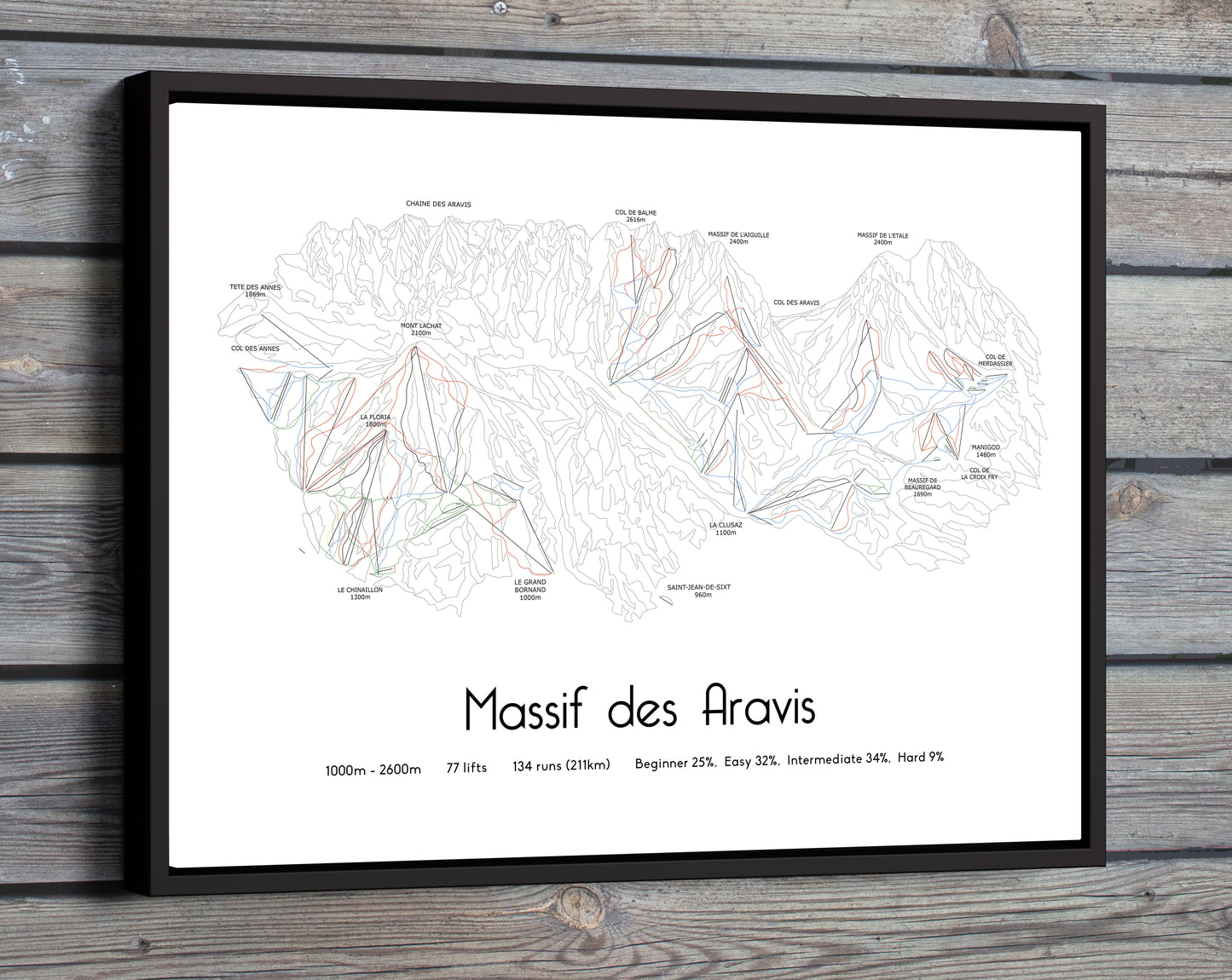 Massif des Aravis mountain artwork wooden