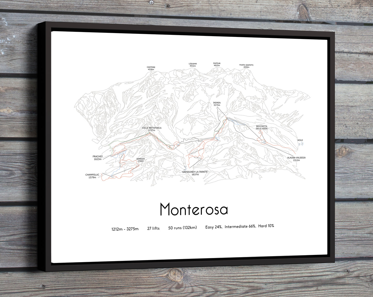 monterosa mountain artwork wood