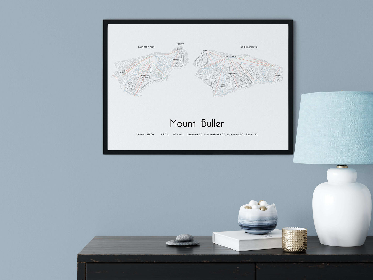 mount buller mountain artwork blue