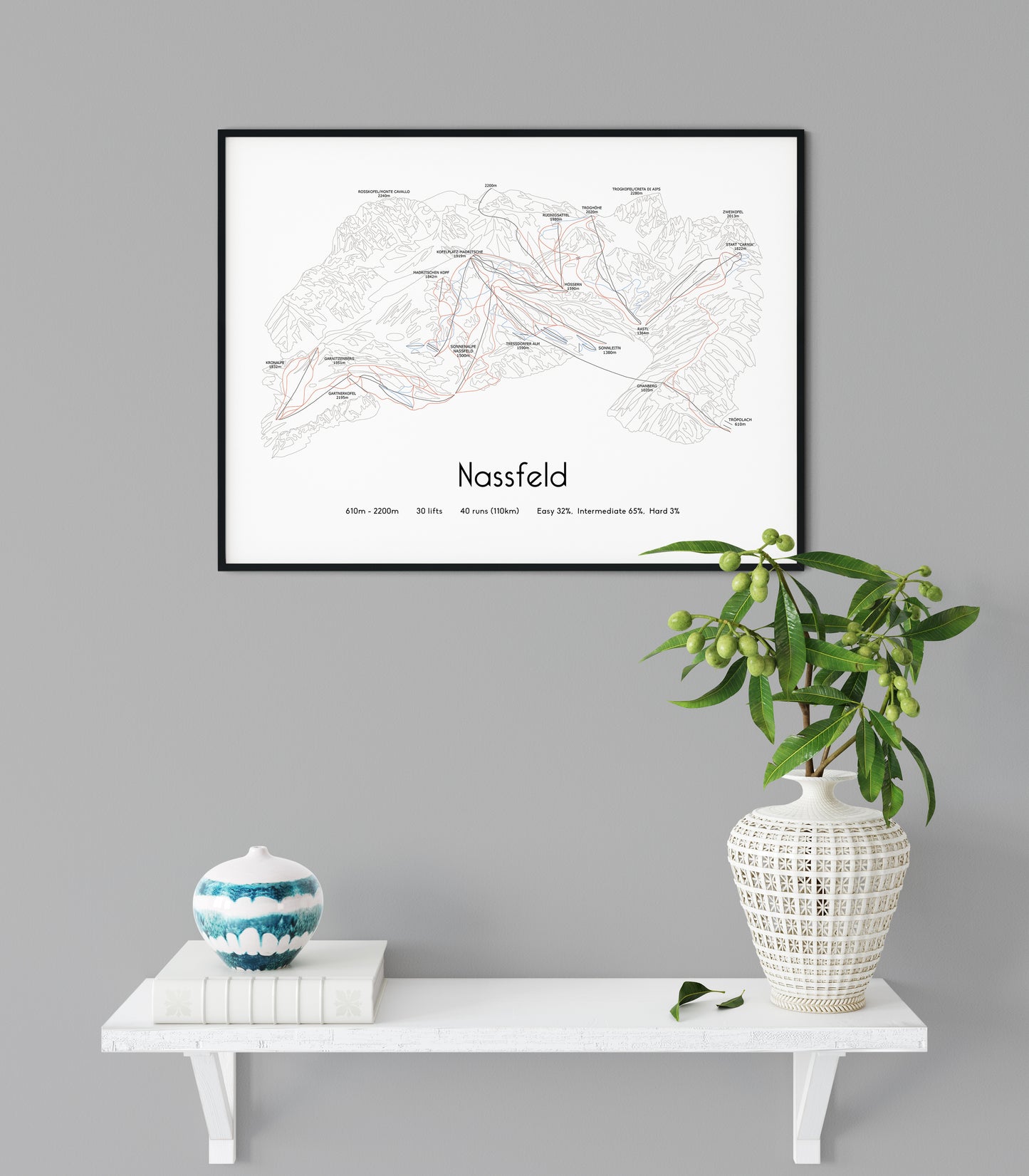 nassfeld mountain artwork shelf