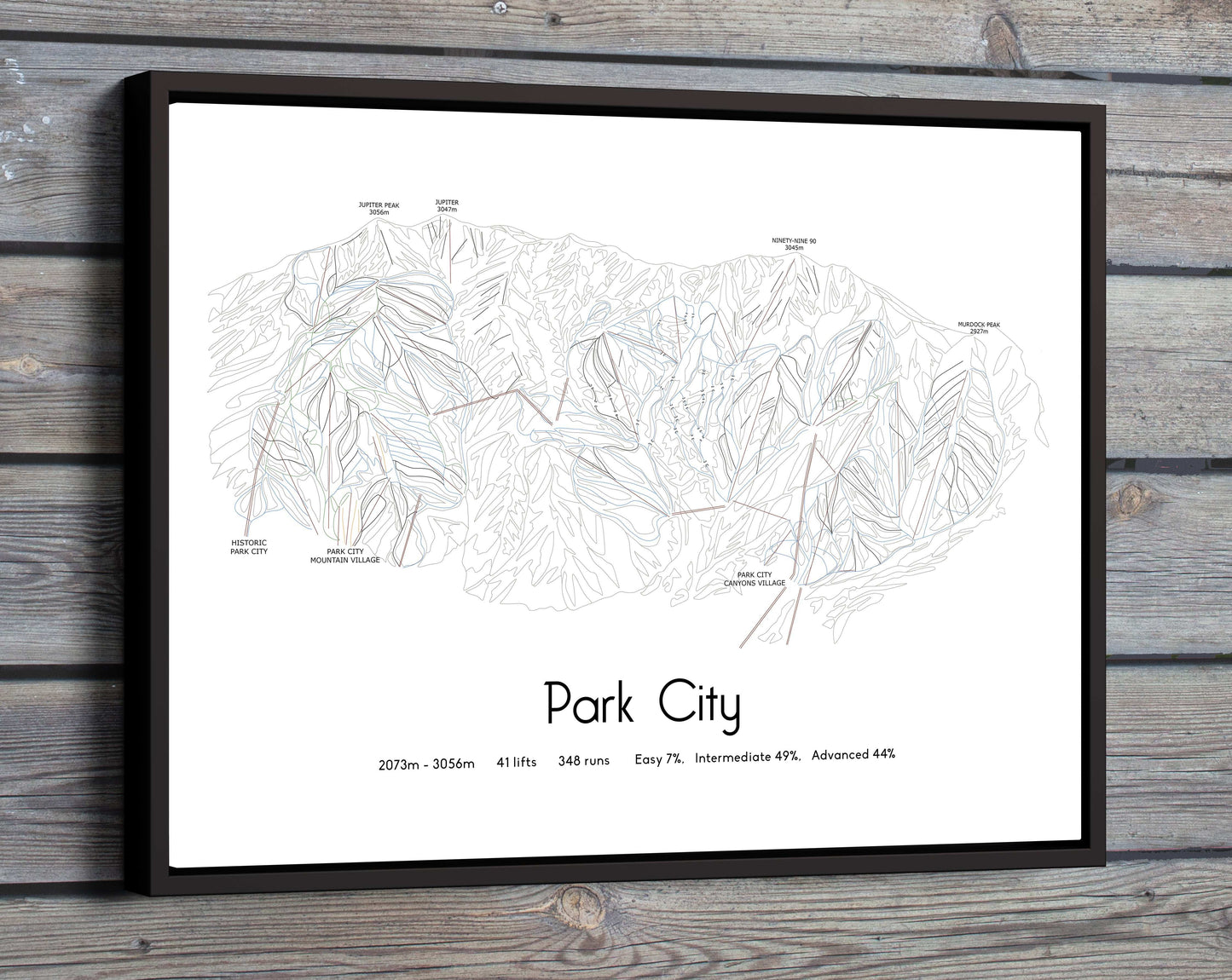 park city mountain artwork wooden wall