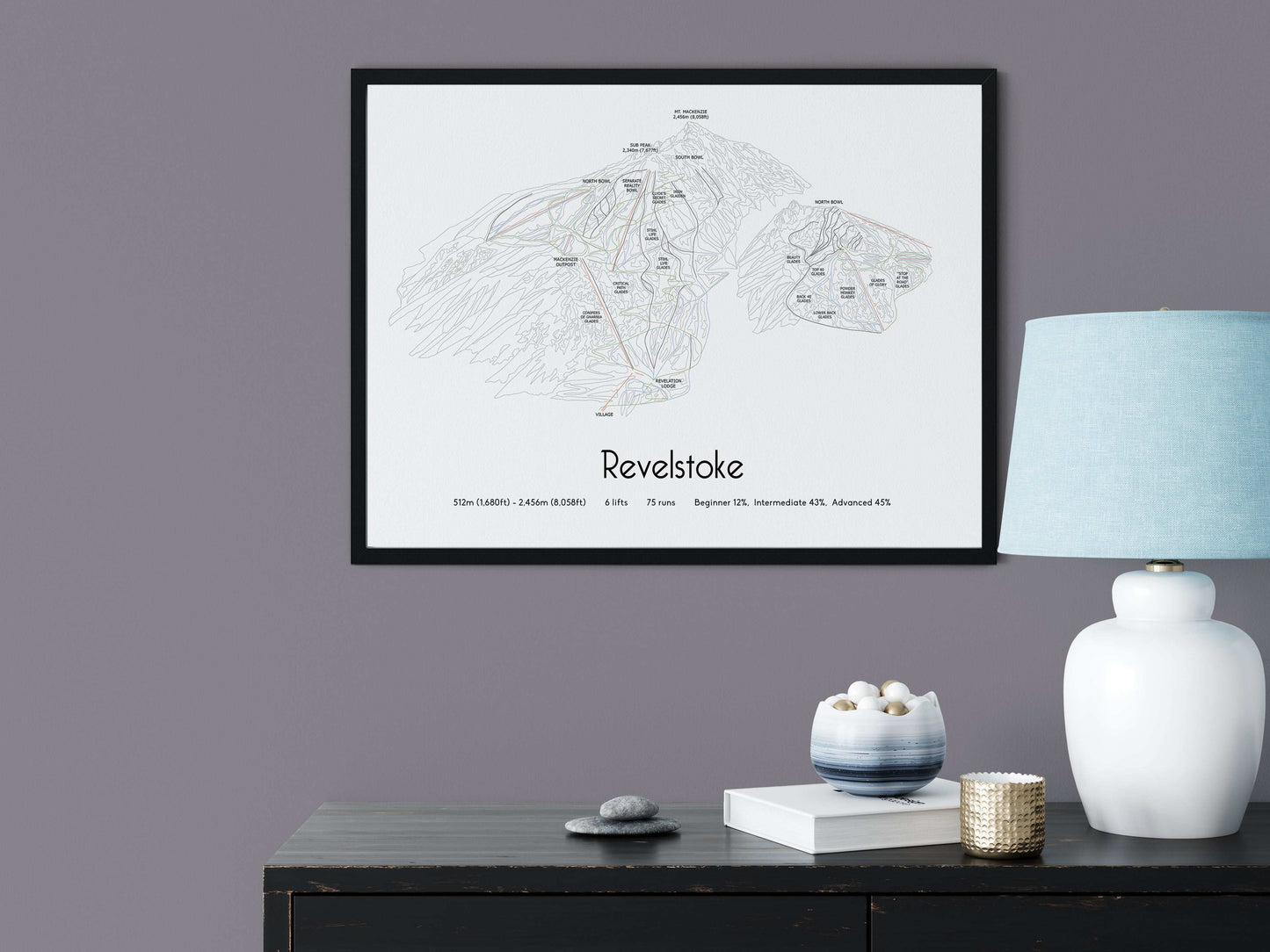 revelstoke mountain artwork lamp