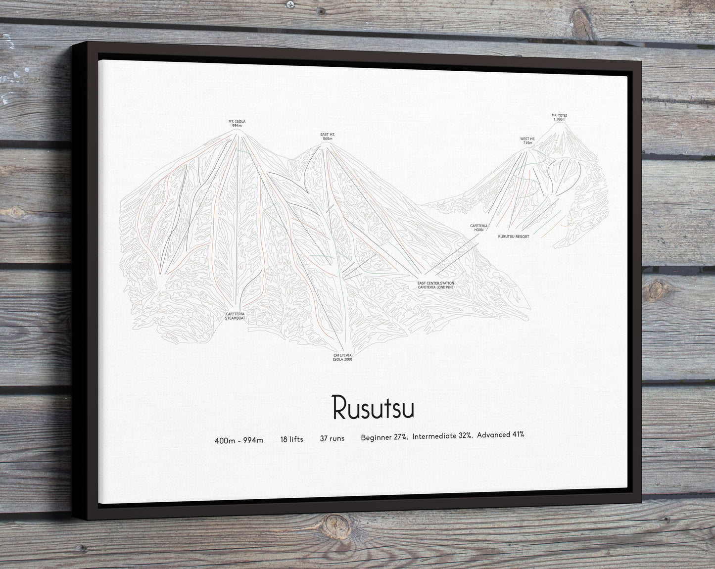 rusutsu mountain artwork wood