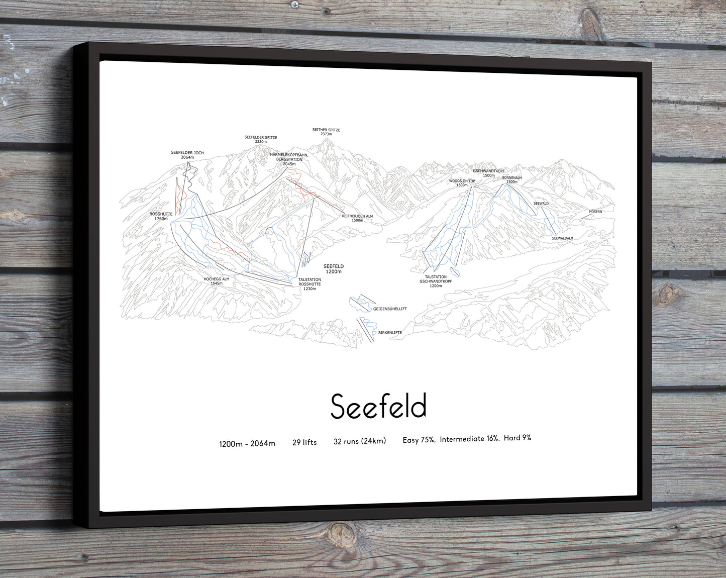 seefeld mountain artwork wooden