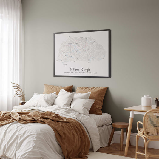 st moritz corviglia mountain artwork bed