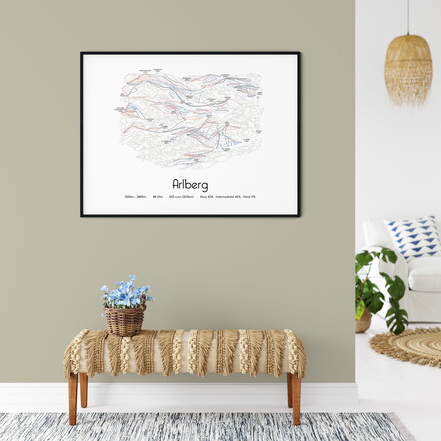 arlberg st anton lech zurs ski art print in hall