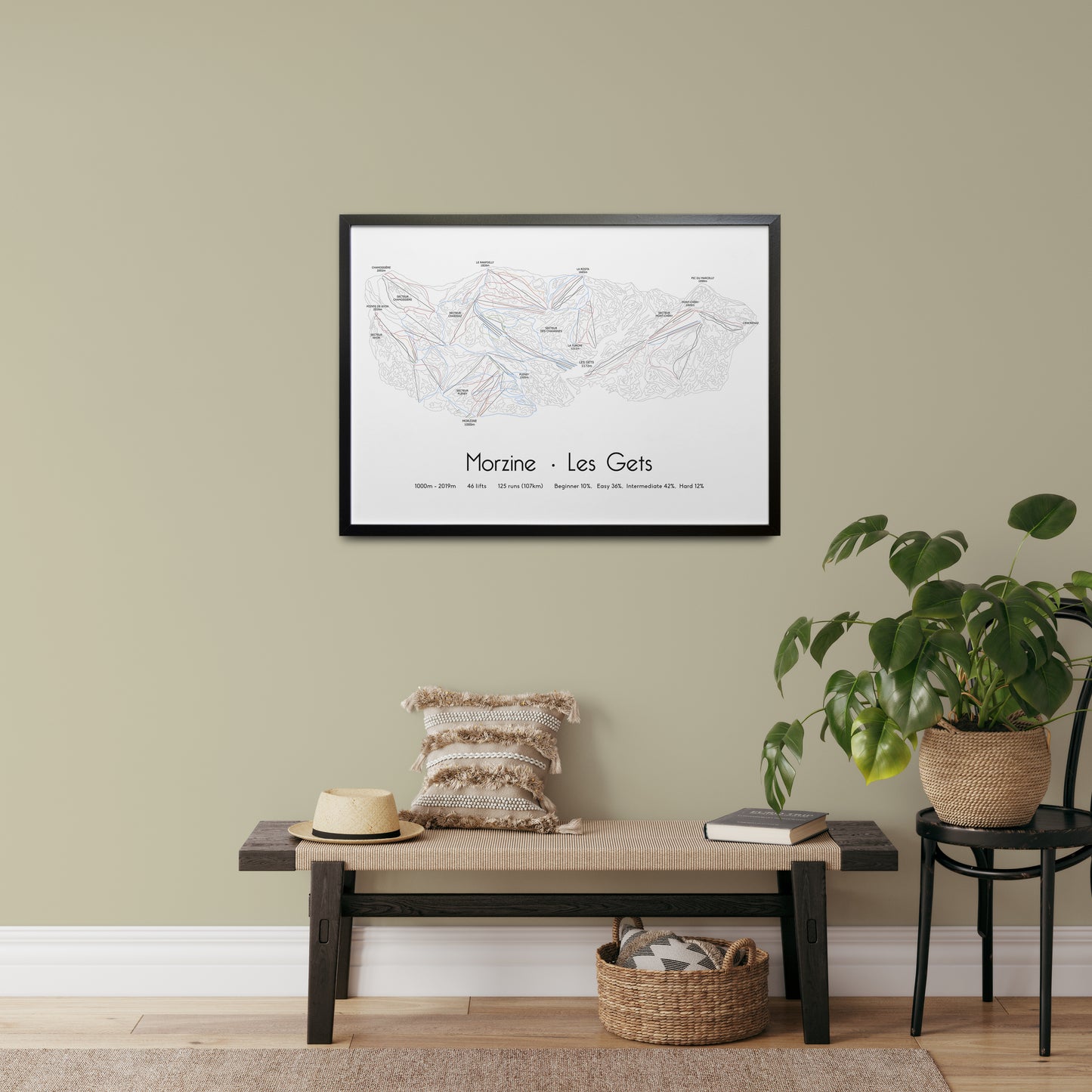 Morzine Les Gets ski art print in hall