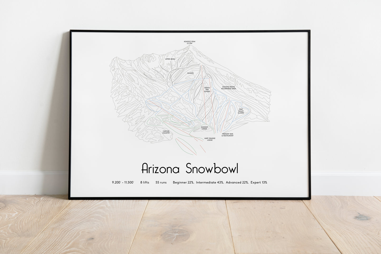 arizona snowbowl mountain artwork black frame