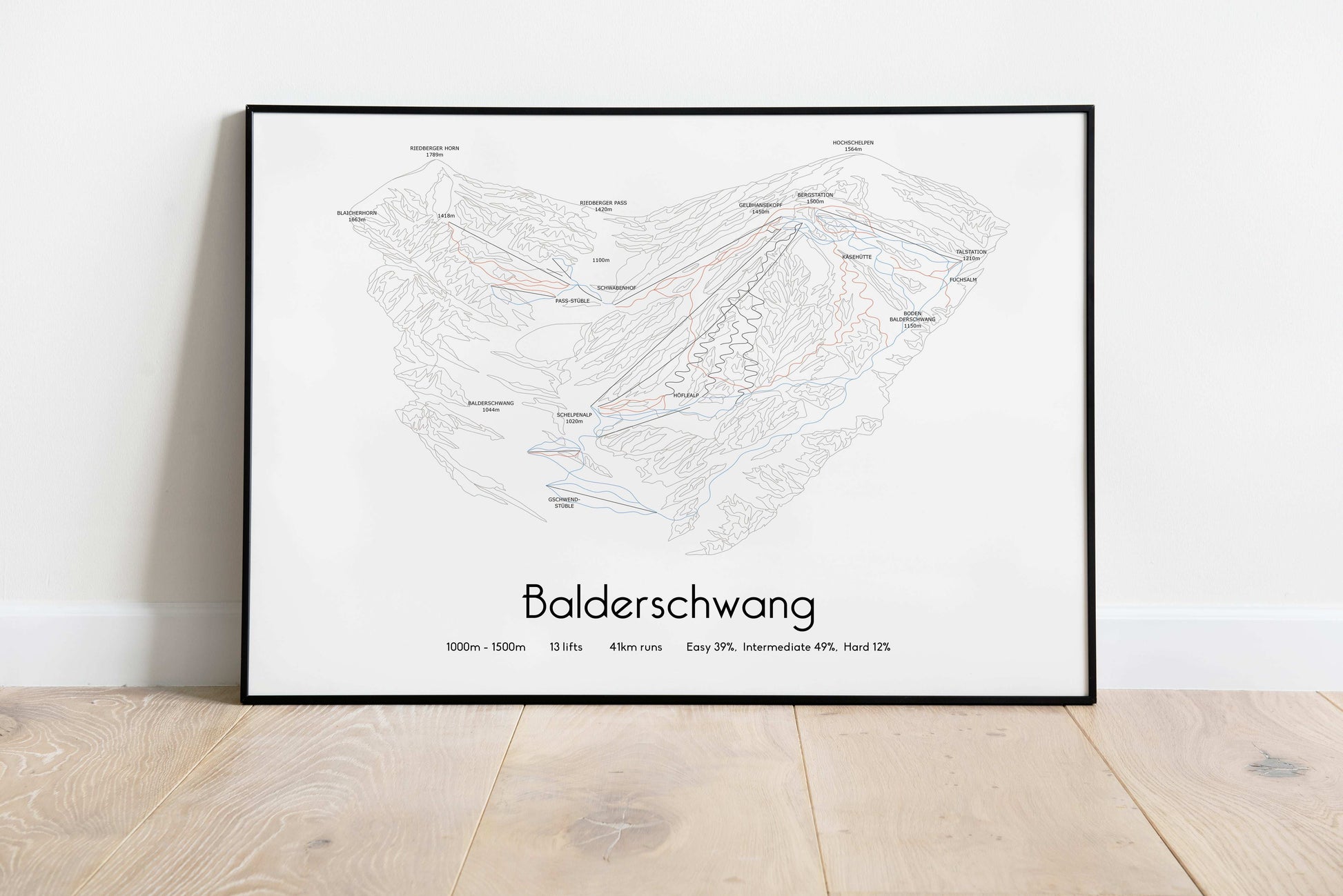 balderschwang mountain artwork black frame