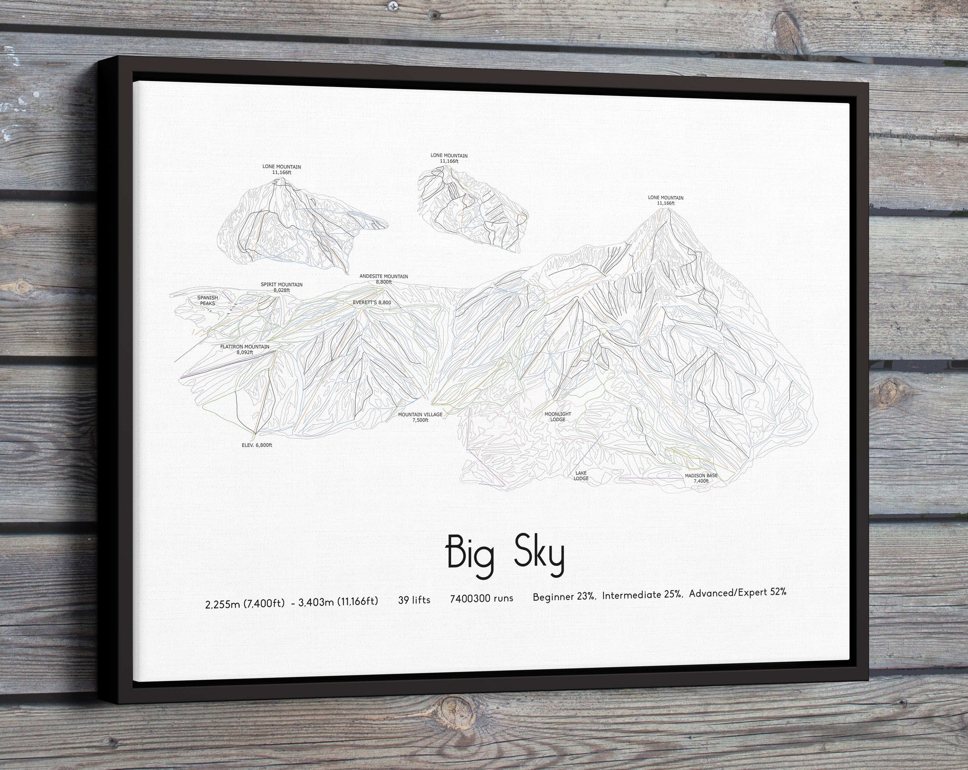 big sky montana mountain artwork wooden wall