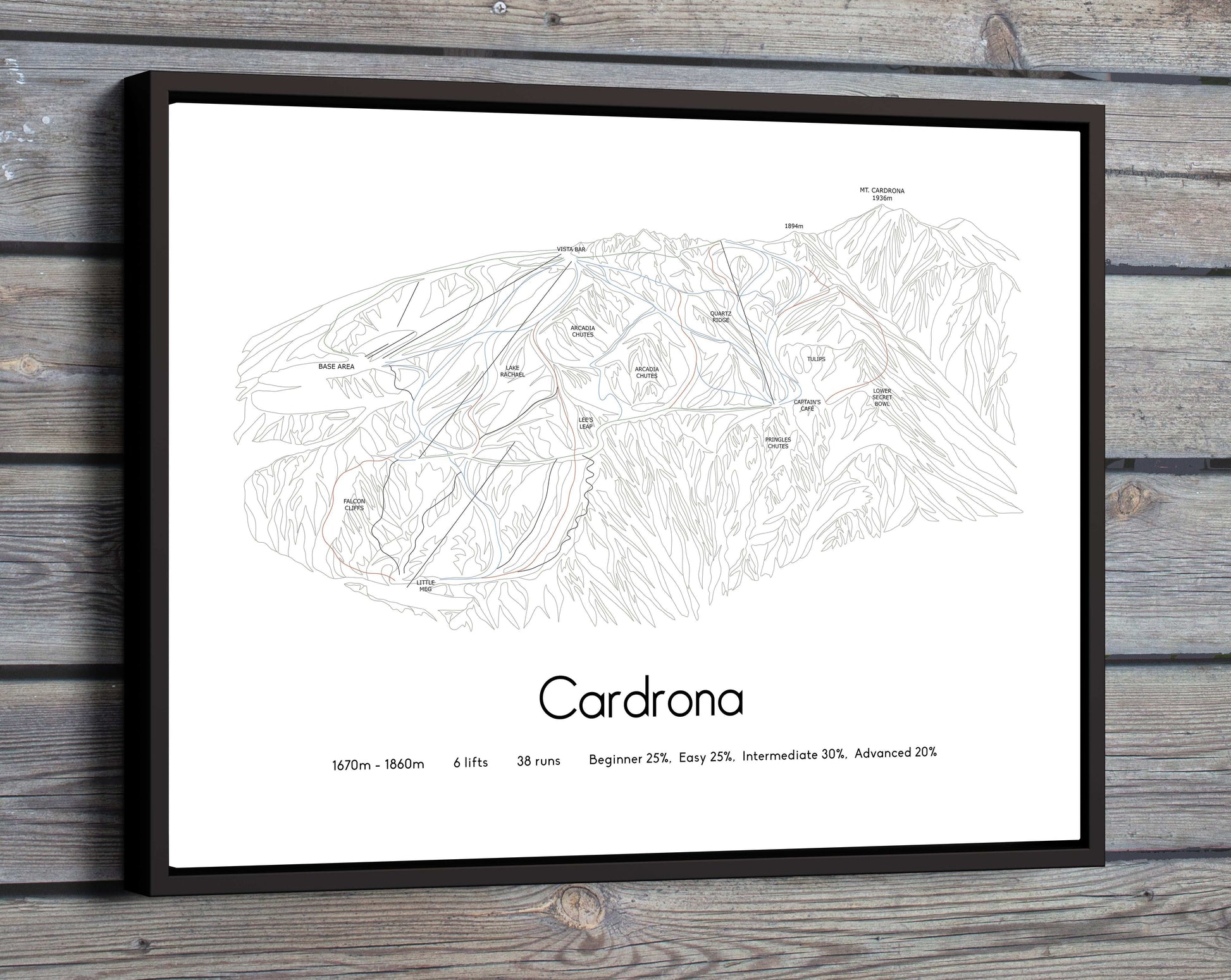 cardrona mountain artwork wooden wall