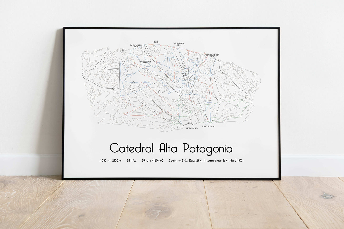 cerro catedral alta patagonia mountain artwork black frame