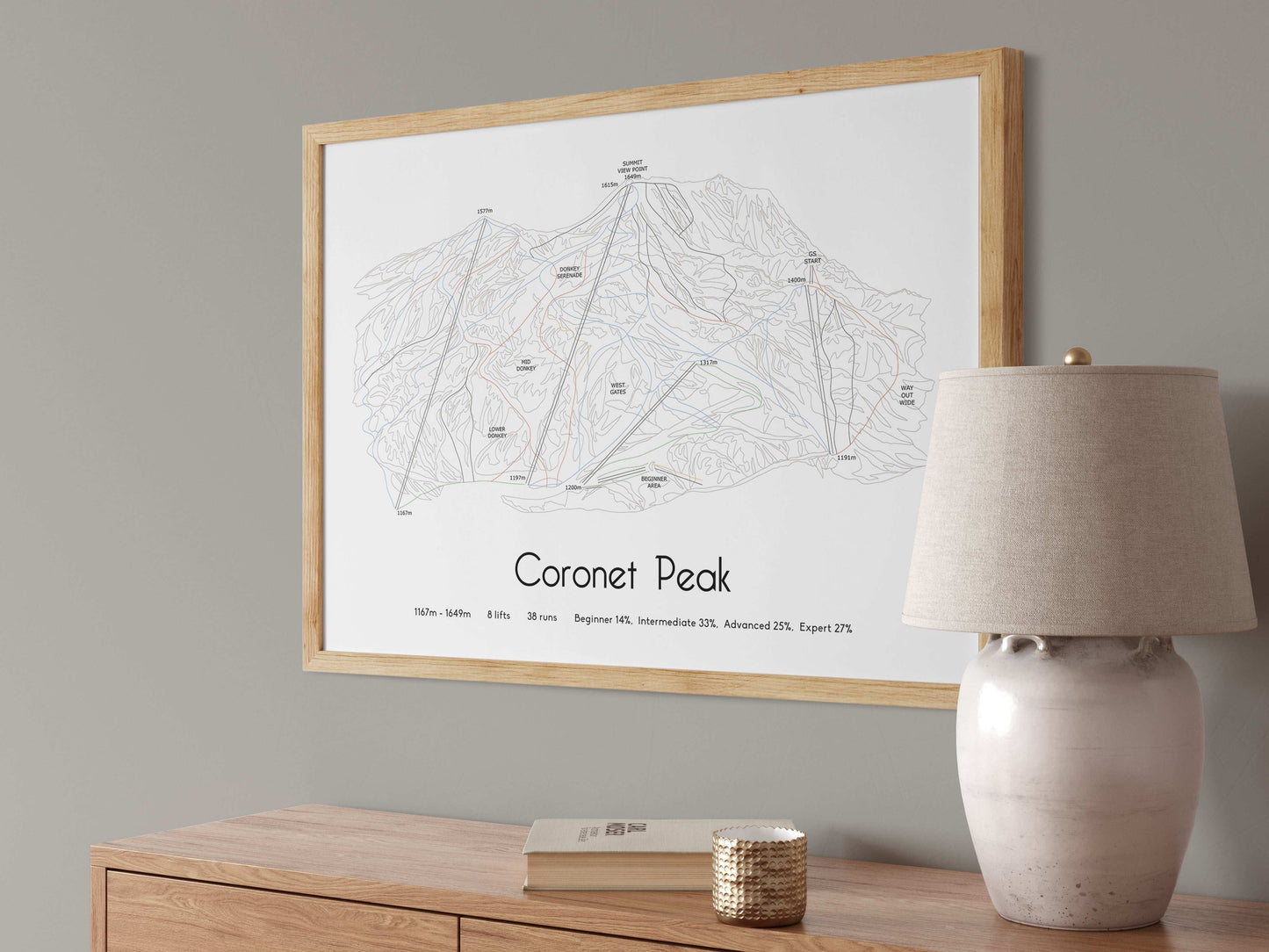 coronet peak mountain artwork angled