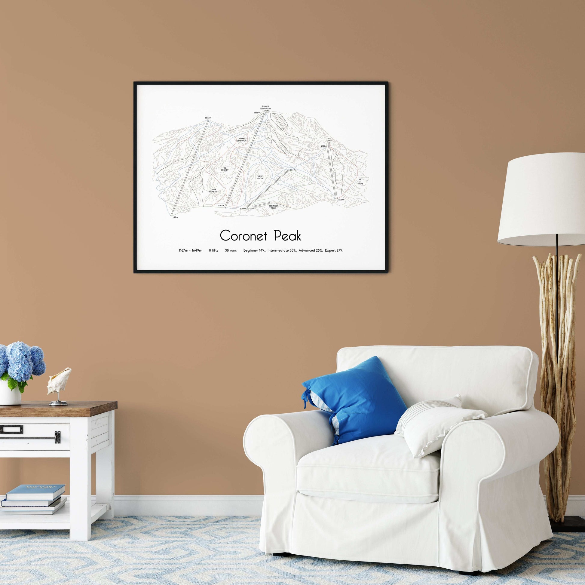 coronet peak mountain artwork chair