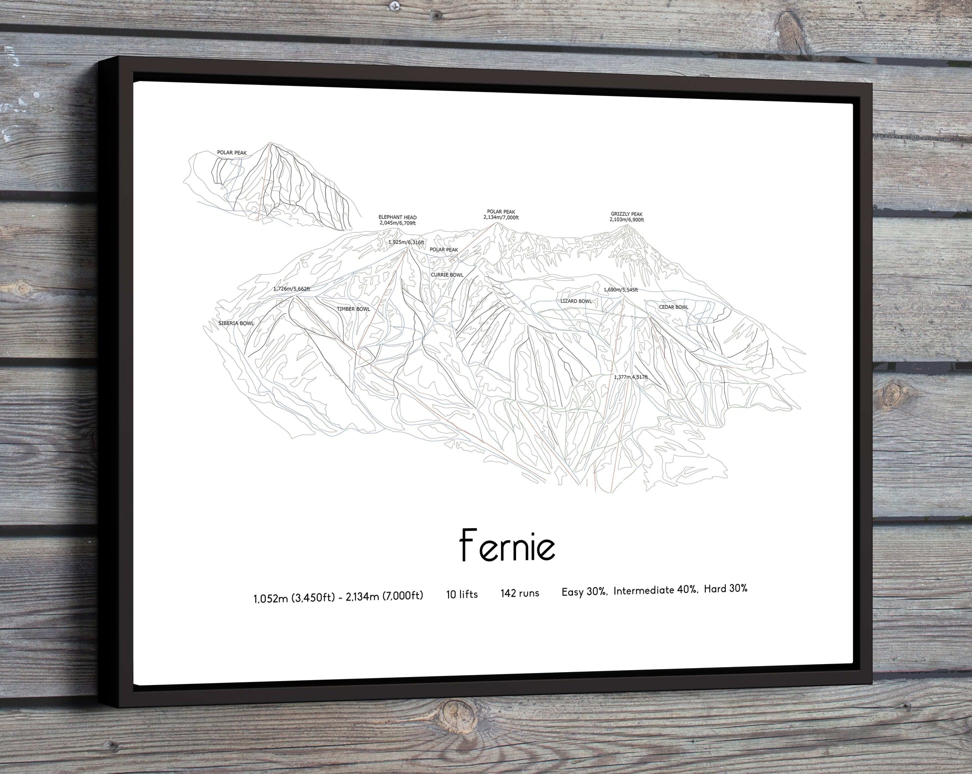 fernie mountain artwork wooden wall