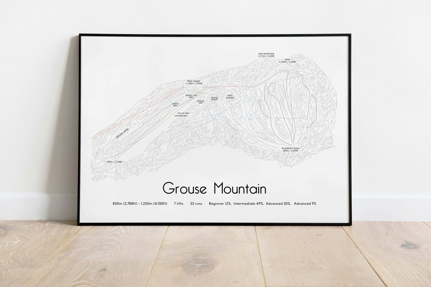 Grouse Mountain - Vancouver artwork black frame
