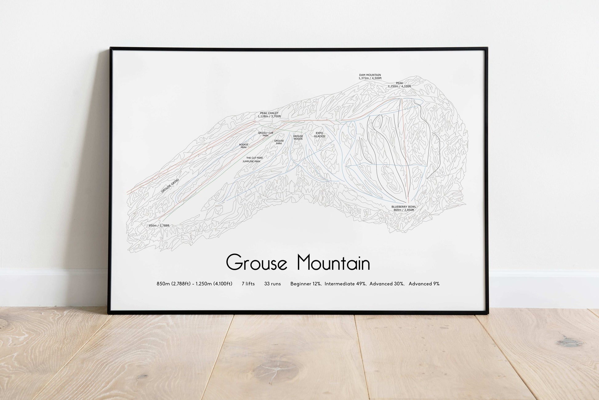 Grouse Mountain - Vancouver artwork black frame