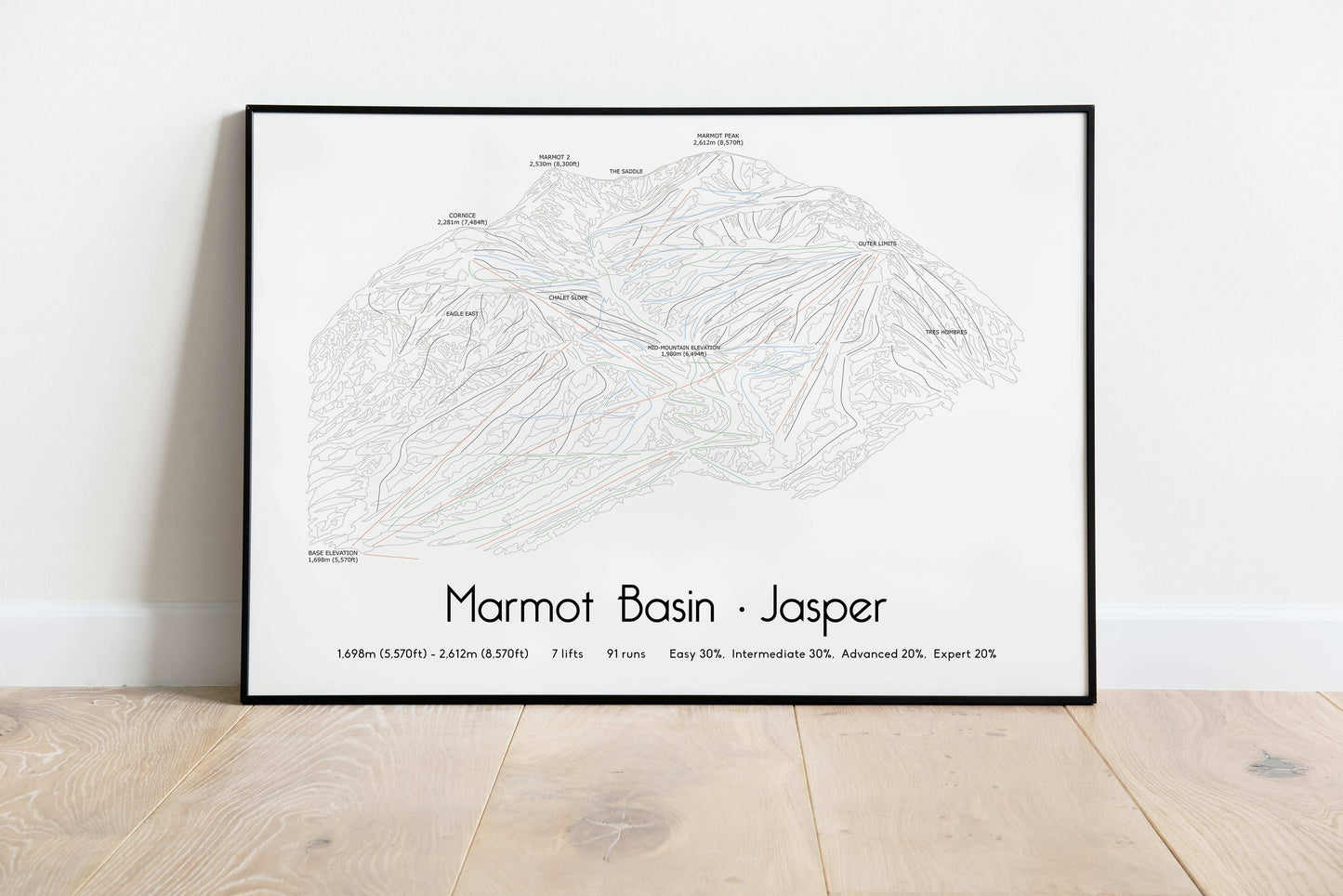 Marmot Basin Jasper mountain artwork black