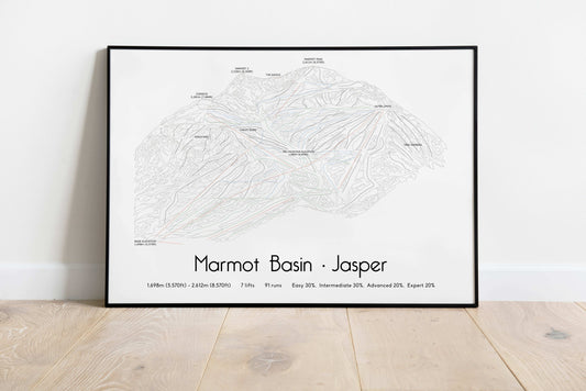 Marmot Basin Jasper mountain artwork black