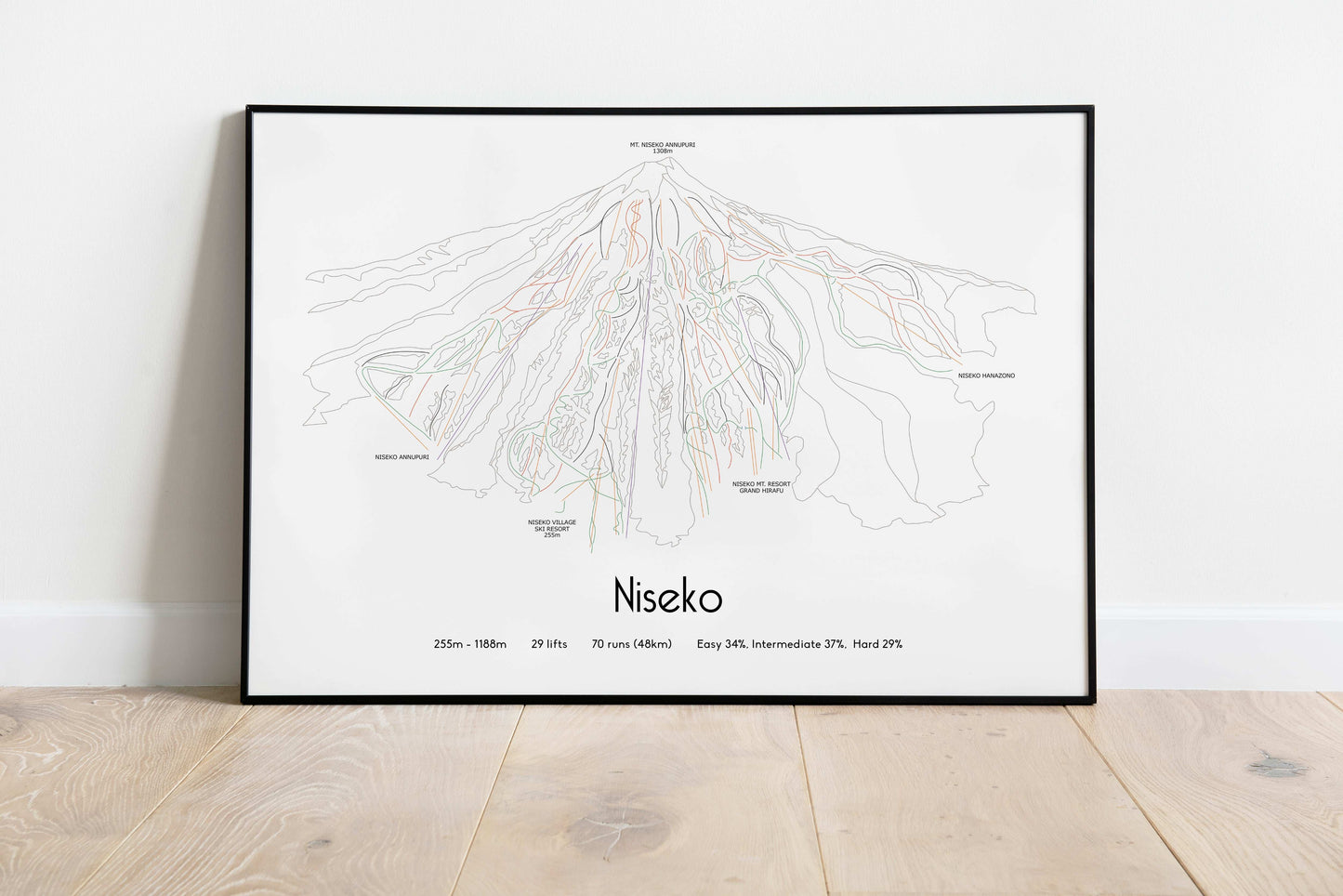 niseko mountain artwork black frame