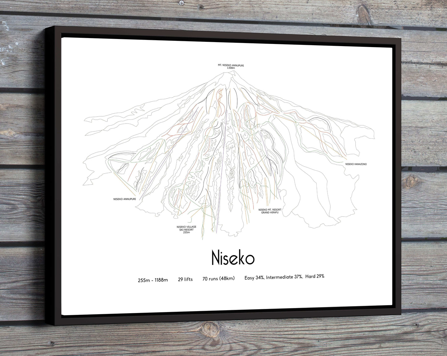 niseko mountain artwork wooden wall