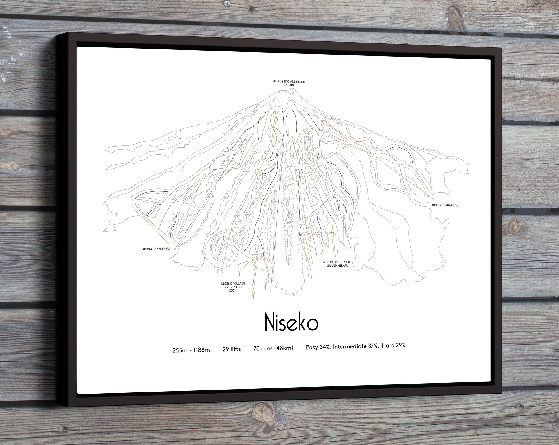 niseko mountain artwork wooden wall