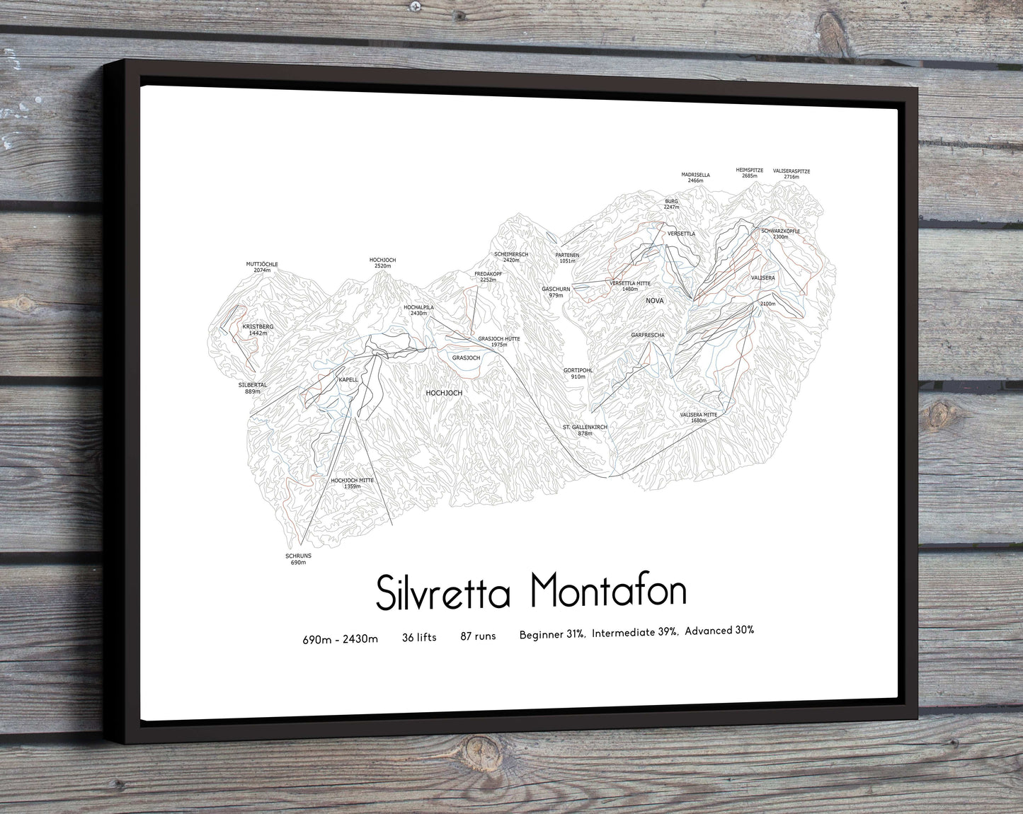 silvretta montafon mountain artwork wood