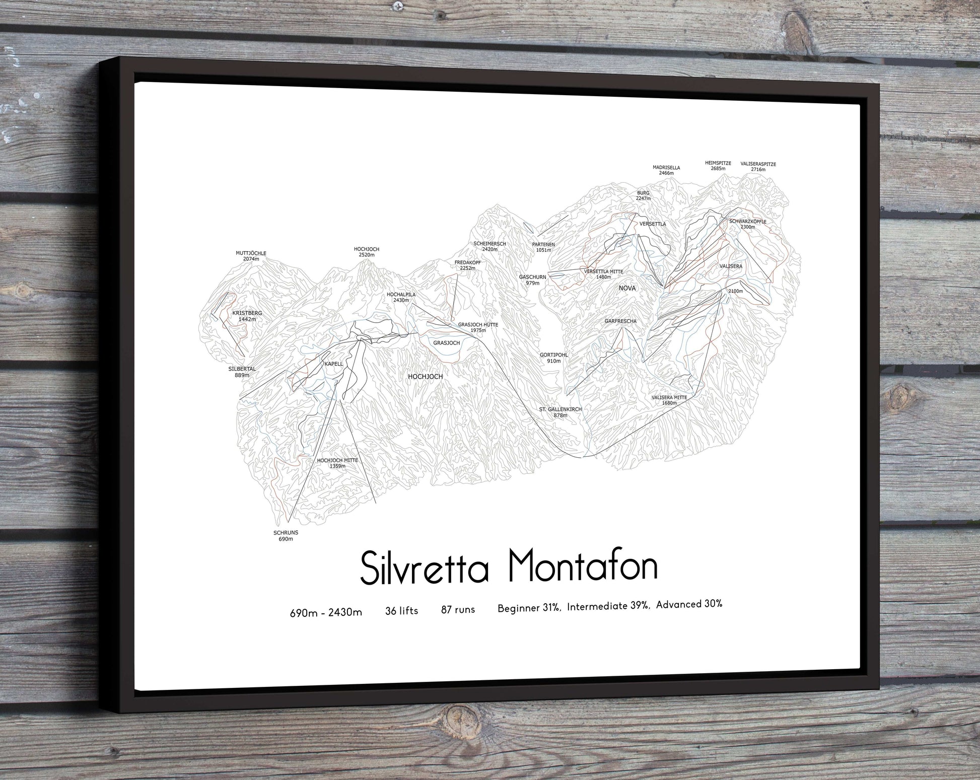 silvretta montafon mountain artwork wood
