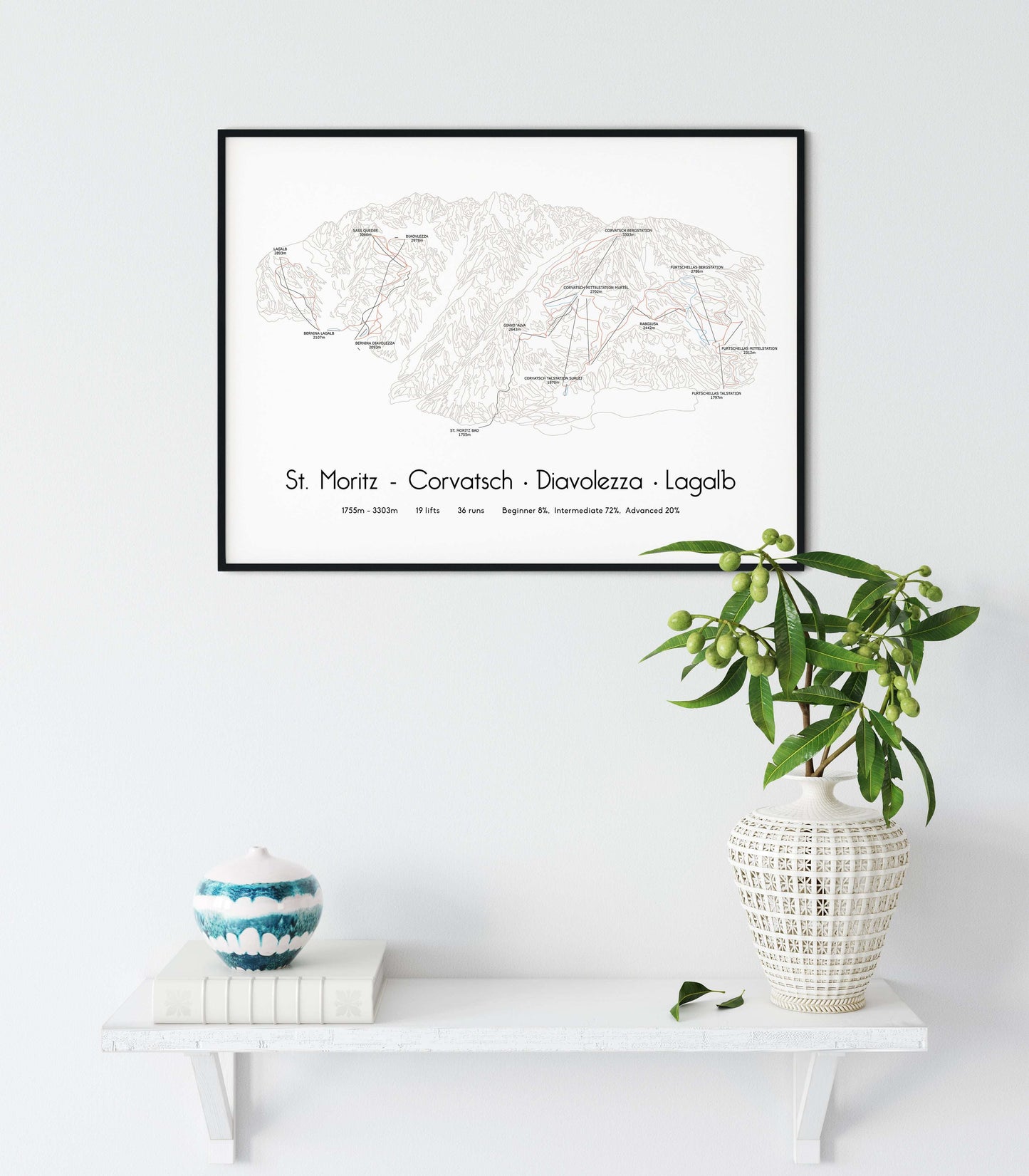 st moritz corvatsch diavolezza lagalb mountain artwork shelf